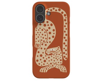 Lounging Leopard Phone Case: Burnt Orange; Wild Cat Design