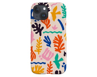 Étui pour portable en édition limitée Matisse Abstract Scatter | Forme des plantes | Coque de portable pour iPhone 15 14 Samsung Galaxy Google Pixel | Multicolore