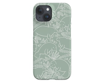 Manatee Coral Reef Phone Case: Mint Sea Cow Design