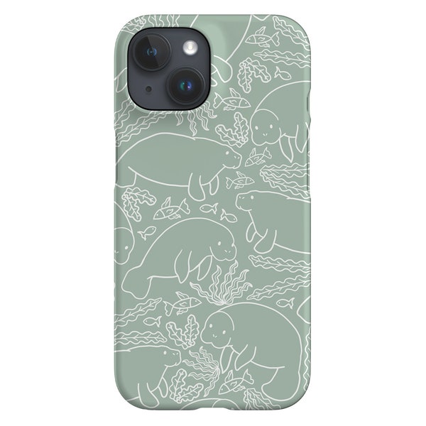 Manatee Coral Reef Limited-Edition Phone Case | Ocean Cute Sea Cow | Phone Case For iPhone 14 13 12 Samsung Galaxy Google Pixel | Mint Green