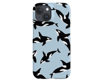 Light Blue Orca Pattern Phone Case: Ocean Marine Cover