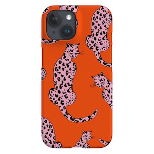 Leopard Handyhülle | Ästhetisches Tier Wilde Katze | Hülle für iPhone 16 15 14 13 12 SE Max Pro - Samsung Galaxy S24 - Google Pixel 8 | Orange