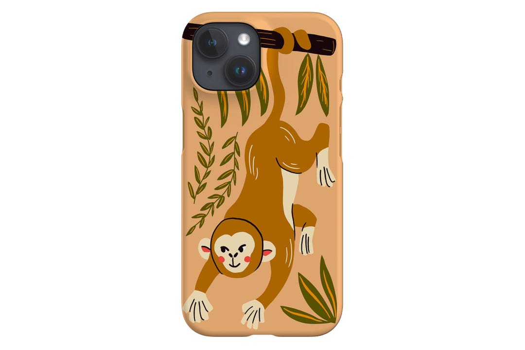 Monkey Jungle Phone Case Cute Animal Plants Cover for iPhone 16 15 14