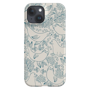 Custodia per telefono Seal Coral Reef / Ocean Sea Lion / Cover per iPhone 16 15 14 13 12 SE Max Pro - Samsung Galaxy S24 - Google Pixel 8 / Beige Blu
