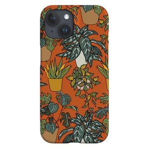 House Plants Phone Case | Monstera Hoya Leaf | Cover for iPhone 16 15 14 13 12 11 SE Max Pro - Samsung Galaxy S24 - Google Pixel 8 | Orange