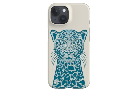 Two Tone Cheetah Phone Case | Abstract Cat | Cover for iPhone 16 15 14 13 12 11 Max Pro - Samsung Galaxy S24 - Google Pixel 9 | Beige Blue