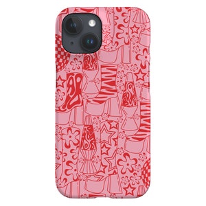 70s Fashion Pattern Limited-Edition Phone Case | Groovy Platform Boots | Phone Case For iPhone 14 13 Samsung Galaxy Google Pixel | Pink Red