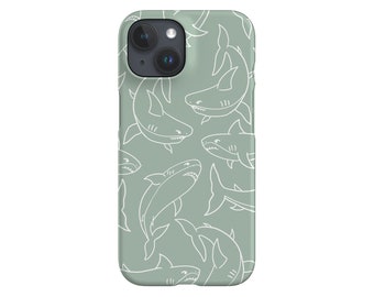 Shark Line Art Scatter Limited-Edition Phone Case | Ocean White Shark | Phone Case For iPhone 14 13 12 Samsung Galaxy Google Pixel | Mint