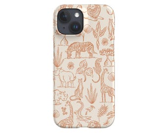 Line Art Safari Phone Case: by Rebecca Elfast Design