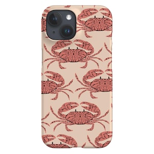 Crab Scatter Phone Case | Ocean Sea Folk Art | Cover for iPhone 16 15 14 13 12 SE Max Pro - Samsung Galaxy S24 - Google Pixel 8 | Cream Pink