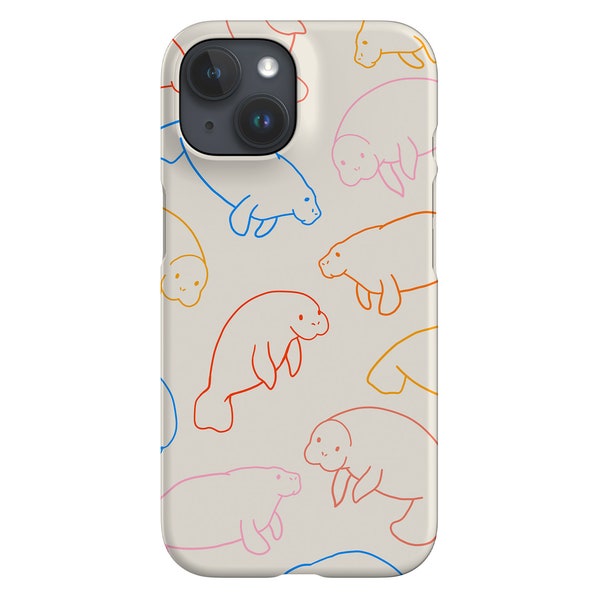 Manatee Scatter Limited-Edition Phone Case | Ocean Line Art Cute Sea Cow | Phone Case For iPhone 14 13 Samsung Galaxy Google Pixel | Bright