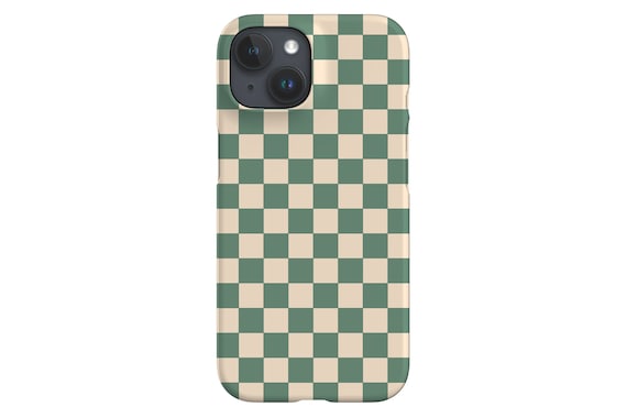 Green Beige Checkered Phone Case: iPhone, Galaxy, Pixel