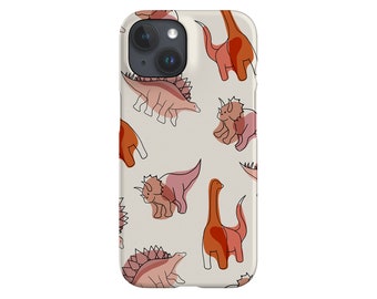 Dinosaur Colour Phone Case | Cute Dino Plants Cream Red Cover