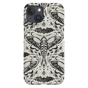 Skull Moth Damask By Rebecca Elfast Phone Case | Gothic Mystic Bat Moon iPhone 16 15 14 Samsung Galaxy Google Pixel Case By Harper & Blake