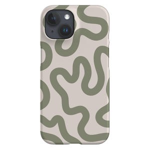 SWIRL Phone Case – Cute Y2K Lines iPhone Case – Linen Moss Green Cover for iPhone 16 15 Plus Pro Max SE 2 Samsung Galaxy S25 Google Pixel 9