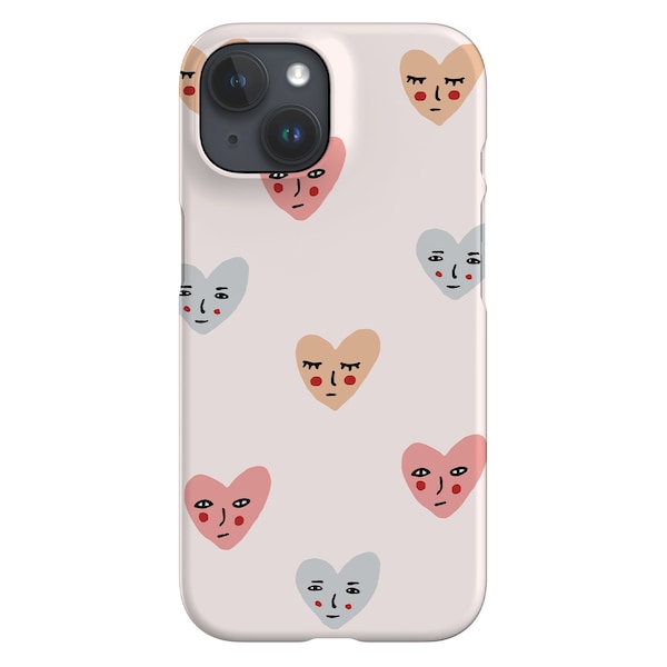 Pastel Hearts Faces Phone Case Cover – Cute Love iPhone 12 11 Pro Max Case – Samsung Galaxy Case – Google Pixel Shell - iPhone X XR XS Case