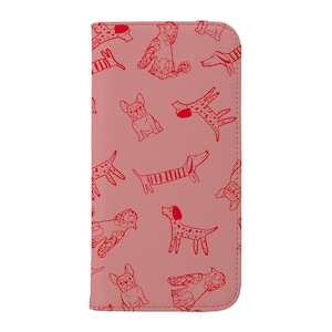 Hund Geldbörse Handyhülle | Vegan Leder | Dackel Pudel Bulldogge | Hülle für iPhone 16 15 14 13 12 SE Max Pro - Samsung Galaxy S24 | Pfirsich