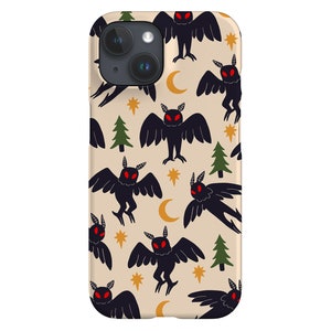 Mothman Scatter Phone Case: Folklore Cryptid Art; Beige