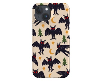 Mothman Scatter Phone Case: Folklore Cryptid Art; Beige