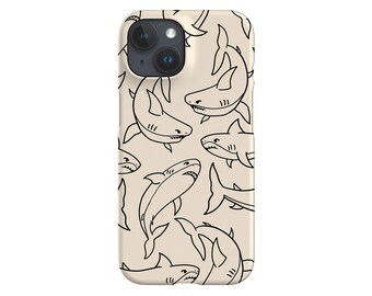 Shark Line Art Scatter Limited-Edition Phone Case | Ocean White Shark | Phone Case For iPhone 14 13 12 Samsung Galaxy Google Pixel | Cream