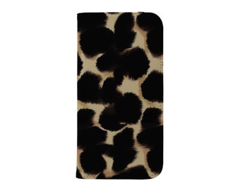 Animal Fur Print Limited-Edition Unique Vegan Leather Wallet Folio Phone Case | Gift Idea | Phone Case For iPhone 13 Samsung Galaxy | Beige