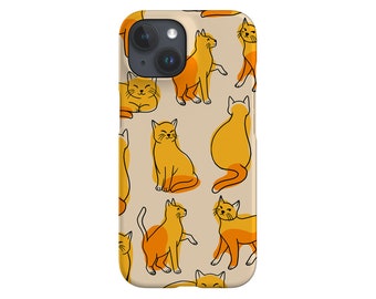 Cats Colour Phone Case - Cover for iPhone 13 12 11 XS XR SE 8 7 Max Pro - Samsung Galaxy - Google Pixel - Line Art Cute Animal Pet - Yellow