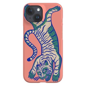 Tiger Phone Case | Cute Safari Wild Cat | Cover for iPhone 16 15 14 13 12 11 SE Max Pro - Samsung Galaxy S25 - Google Pixel 9 | Peach
