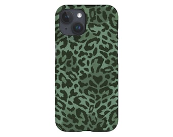 Funda para teléfono con estampado de leopardo verde: Funda de diseño con estampado animal