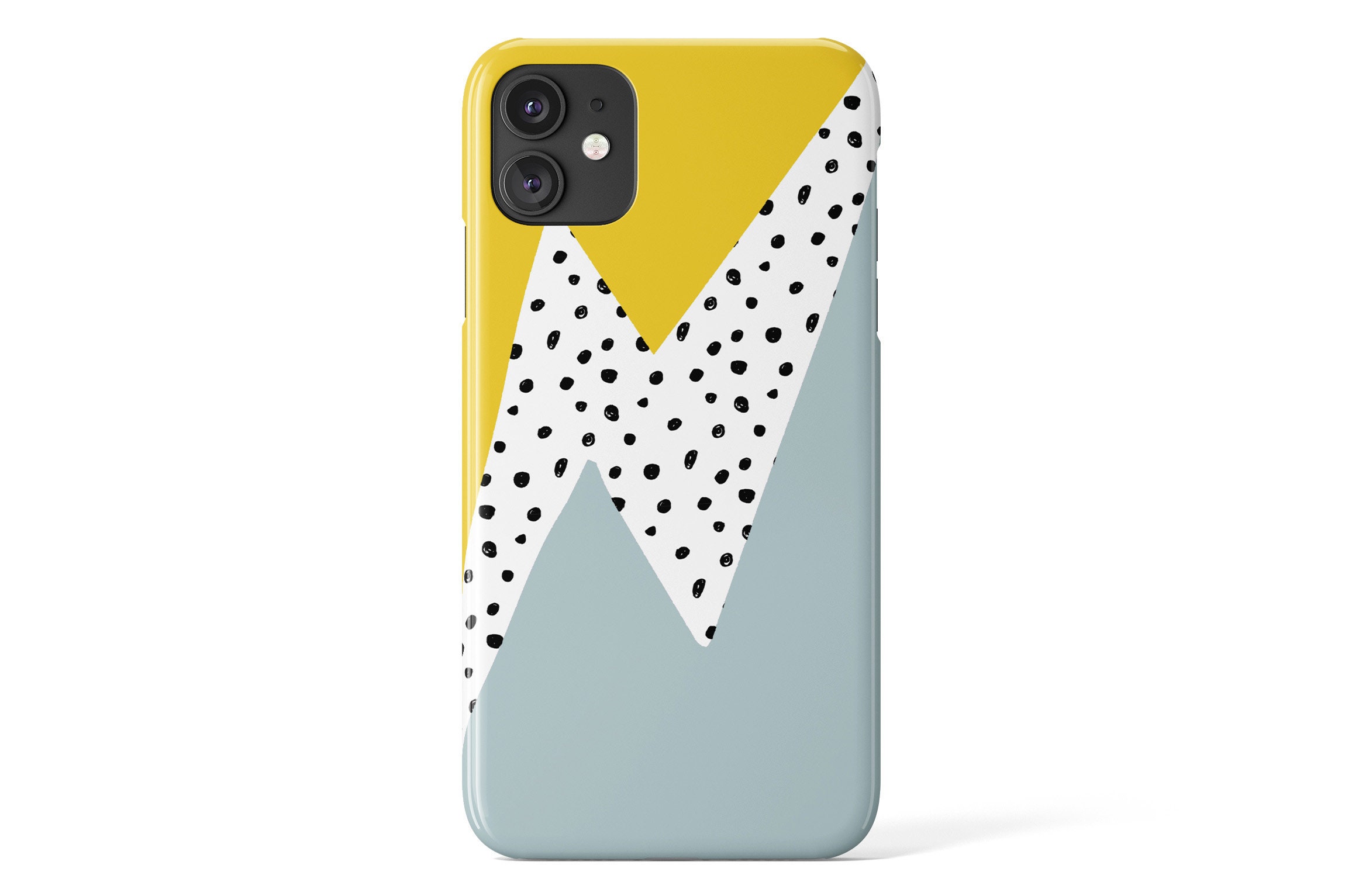 Google Pixel Cover Yellow Colour Block Blue Spots Thunderbolt Geometric Thunderbolt iPhone Case Samsung Galaxy Shell Dot