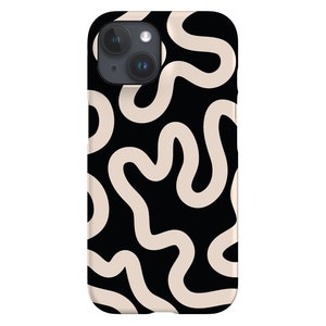 SWIRL Handyhülle – Niedliche Y2K Swirl Lines iPhone Case – Black Peach Cover für iPhone 14 15 16 Pro Max SE 2 Samsung Galaxy S24 Google Pixel 8
