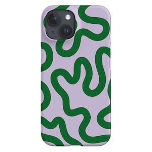 Funda SWIRL para iPhone – Bonita funda con líneas de remolino Y2K – Carcasa lila para iPhone 16, 15, 14, 13 Plus, Pro Max, SE 2, Samsung Galaxy S24 y Google Pixel 8