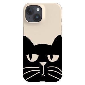 Two-Tone Cat Face Phone Case: Cream & Black