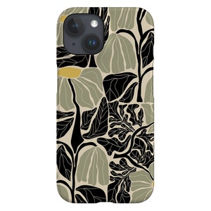 Abstract Flower Pattern Phone Case | 70s Retro | Cover for iPhone 16 15 14 13 SE Max Pro - Samsung Galaxy S24 - Google Pixel 8 | Sage Green