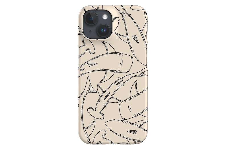 Line Art Shark Phone Case Sea Ocean Cover for iPhone 16 15 14 13 12 11