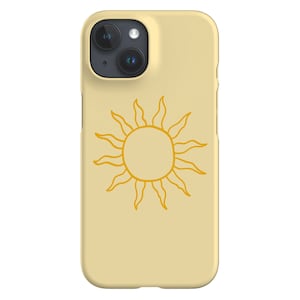 Minimalistische Sonne Handyhülle | Kosmischer Mystischer Raum | Hülle für iPhone 16 15 14 13 12 SE Max Pro - Samsung Galaxy S24 - Google Pixel 8 | Gelb