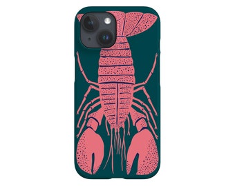 Lobster Phone Case: Bold Ocean Animal Print, Green Teal