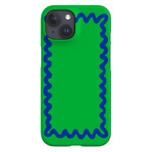 Swirl Border Phone Case | Abstract Wave Y2K | Cover for iPhone 16 15 14 13 12 SE Max Pro - Samsung Galaxy S24 - Google Pixel 8 | Green Blue