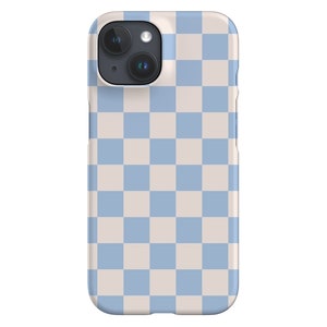 Blue & White Classic Check Phone Case: Retro Y2K Plaid Grid