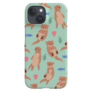 Cute Sea Otter Limited-Edition Unique Phone Case | Kawaii Animal | Phone Case For iPhone 13 12 11, Samsung Galaxy, Google Pixel | Mint Green