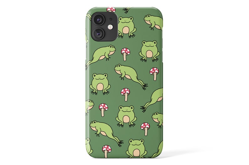 Frog Mushroom Limited-Edition Unique Phone Case | Kawaii Cute Animal | Phone Case For iPhone 13 12 11, Samsung Galaxy, Google Pixel | Green 