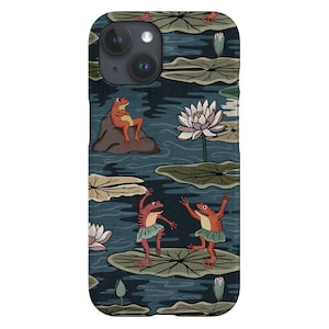 Étui pour portable Quirky Frogs by Misentangledvision | Étui magique Magic Cute Lily Pad Pond pour iPhone 16 15 14 Samsung Galaxy Google Pixel par Harper & Blake