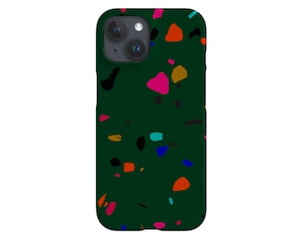 Neon Granite Phone Case for iPhone 13 12 11 XS XR SE 2020 8 7 Pro Max Mini - Samsung Galaxy Cover - Google Pixel - Terrazzo - Marble - Green