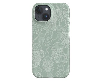 Overlapping Jellyfish Phone Case: Mint Ocean Sea Design