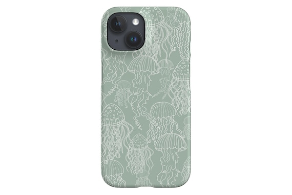 Overlapping Jellyfish Phone Case: Mint Ocean Sea Design
