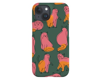 Cats Colour Line Art Phone Case: Khaki Pet Animal Cover