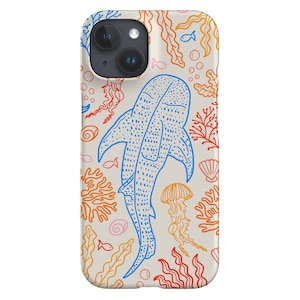 Custodia per telefono con barriera corallina e squalo balena / Oceano Mare / Cover per iPhone 16 15 14 13 12 11 SE Max Pro - Samsung Galaxy S24 - Google Pixel 8 / Luminoso