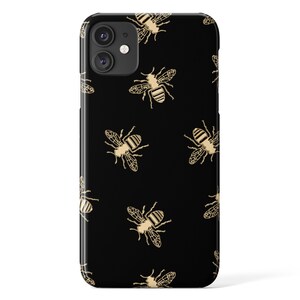  Honey Bumble Bee Texture Personalized Initial Black Rubber  Phone Case Compatible with Apple iPhone 15 Pro Max Plus, 14 Pro Max Plus,  13 Pro Max Mini, 12 Pro Max Mini, 11
