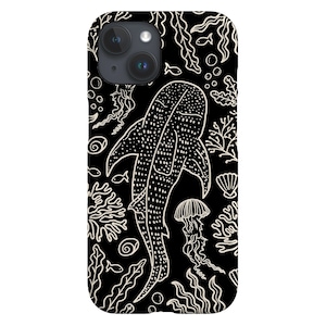Walhai Korallenriff Handyhülle | Ozean Meer | Hülle für iPhone 16 15 14 13 12 11 SE Max Pro - Samsung Galaxy S24 - Google Pixel 8 | Schwarz