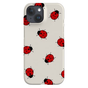 Funda para teléfono con diseño de mariquita y escarabajo, con bonito diseño, para iPhone 16, 15, 14, 13, 12 SE Max Pro, Samsung Galaxy S24, Google Pixel 8, color crema