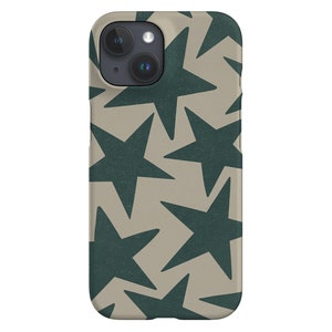 Vintage Large Stars Phone Case | Y2K | Cover for iPhone 16 15 14 13 12 SE Max Pro - Samsung Galaxy S24 - Google Pixel 8 | Moody Beige Green